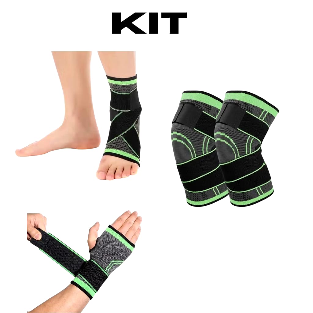 Kit 3 peças ( munhequeira, joelheira e tornozeleira )